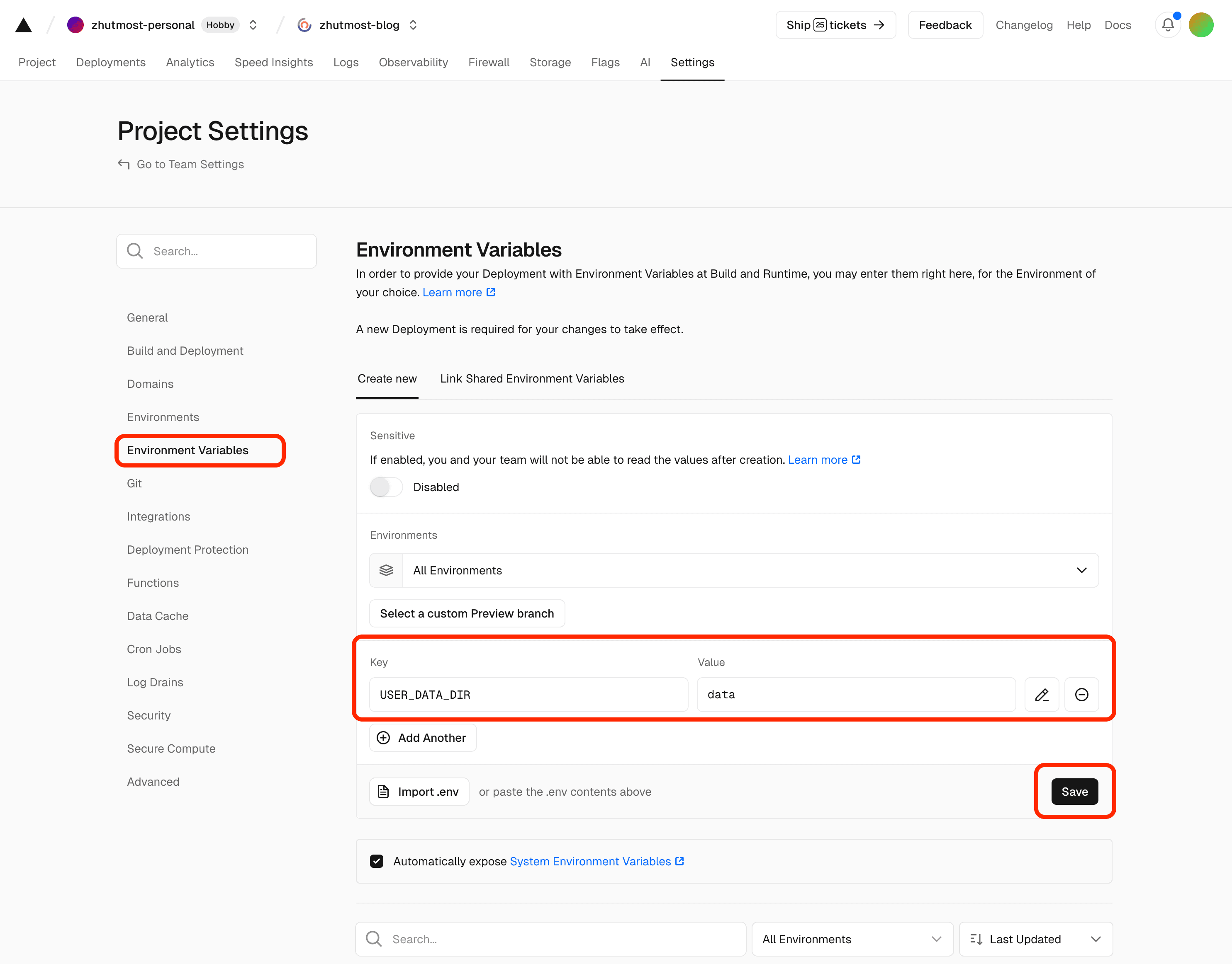 Set the site directory in Vercel
